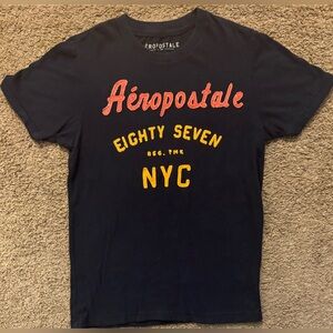 Aeropostale Men’s Sm Navy Blue T-Shirt Embroidered Brand Designs Like New